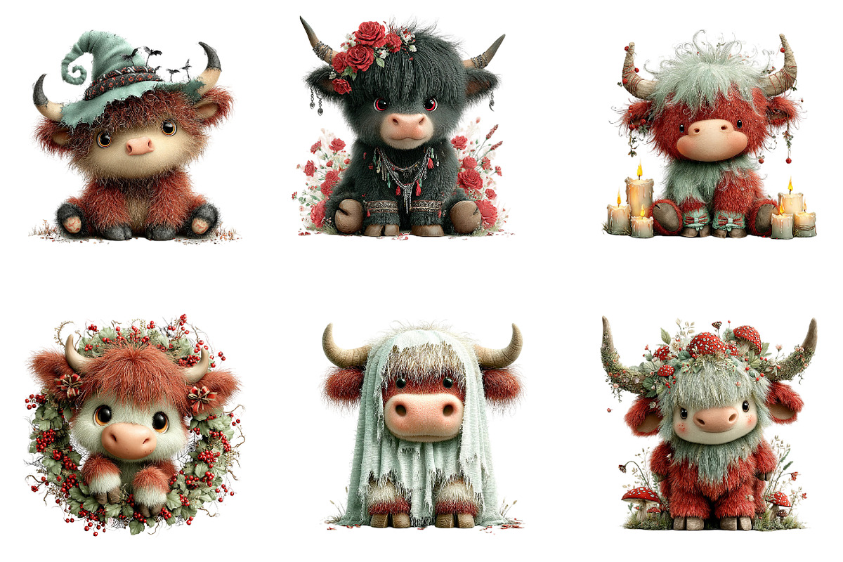 Spooky Highland Cow Bundle, a Seasonal Illustration by CreationArt (Photo 4 of 5)