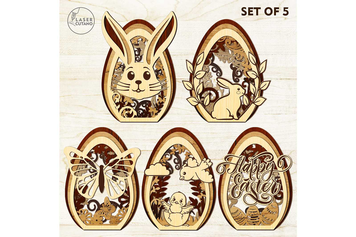 Easter Eggs Bundle Layered Templates, a Templates & Theme by LaserCutano (Photo 5 of 7)