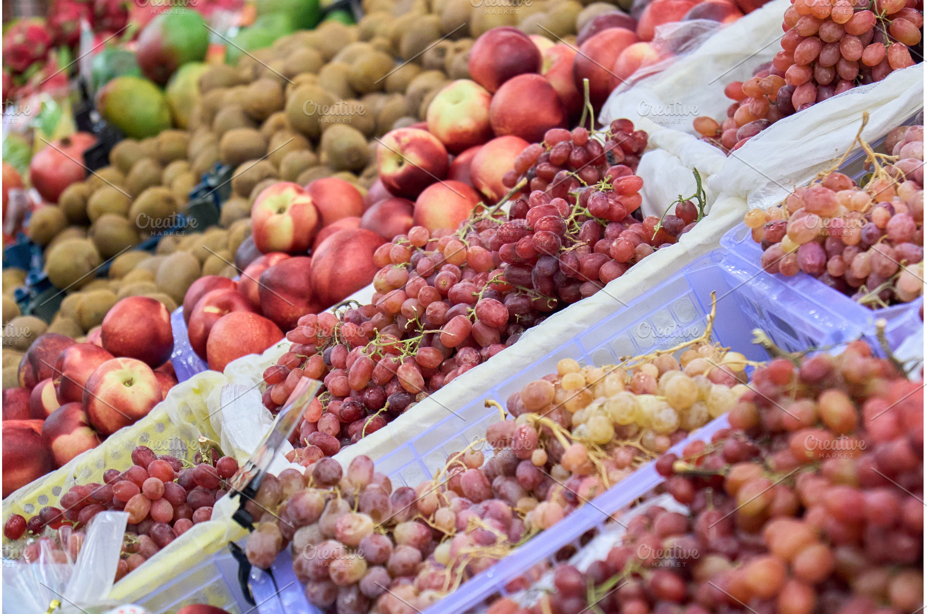 Fruit display at a market with, a Food & Drink Photo by darksoul72