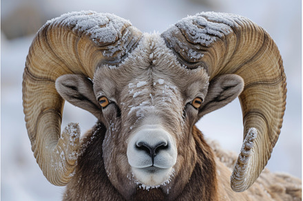 Majestic bighorn sheep in winter, an Animal Photo by Ylivdesign