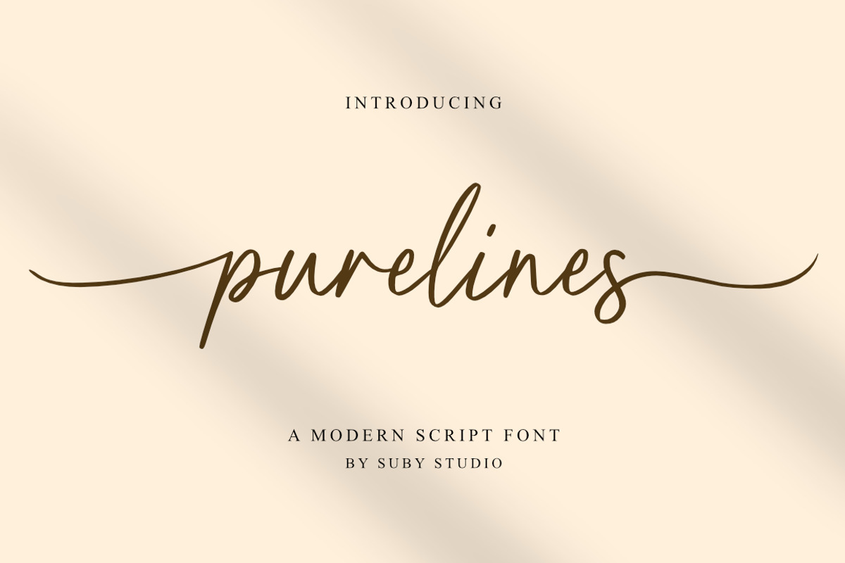 Purelines - Calligraphy Font, a Script Font by Suby Studio (Photo 1 of 9)