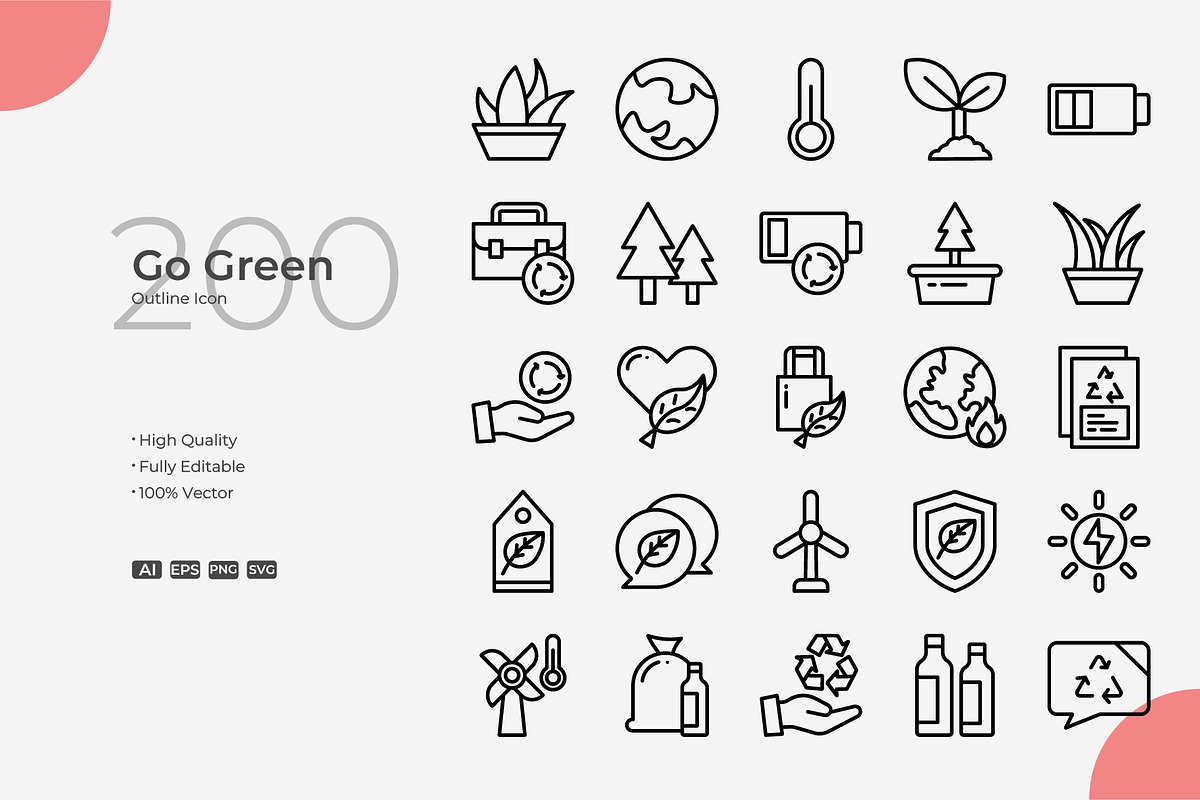 Go Green Outline Icons, an Outline Icon by Bloodline