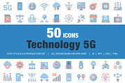Technology 5G Flat Style Icon, an Icon by sripfoto (Thumbnail 1 of 2)