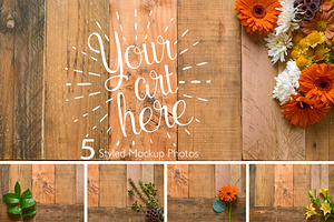 Rustic Flower Photo Set On Wood