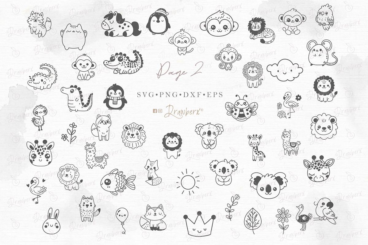 Cute Animal Svg Bundle, doodle 129, an Illustration by Drawberx (Photo 5 of 10)