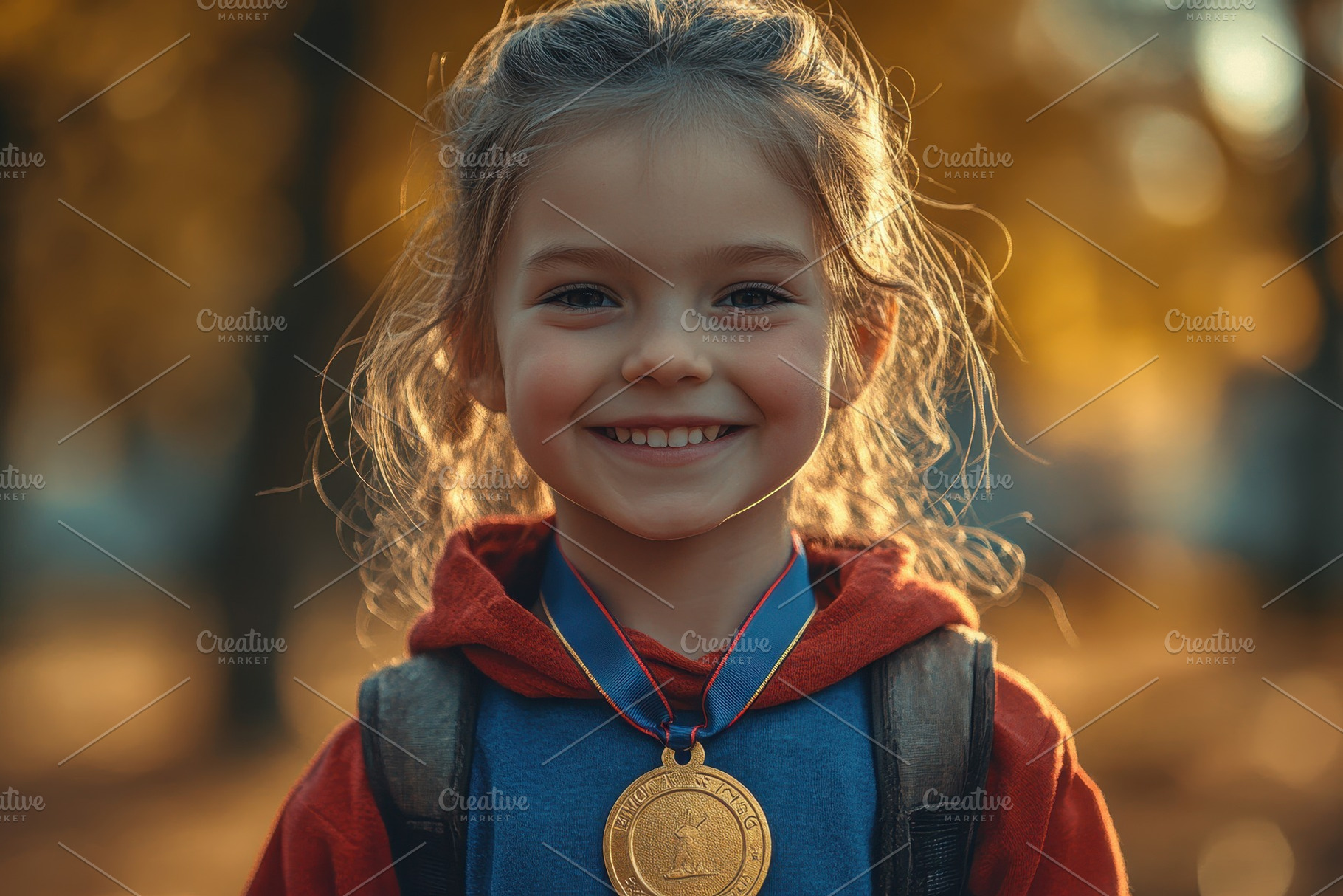 Young girl smiles brightly while wea, a Photo by Tanuart