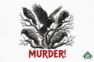 Murder Crows Halloween Sublimation, an Illustration by Craft Nest