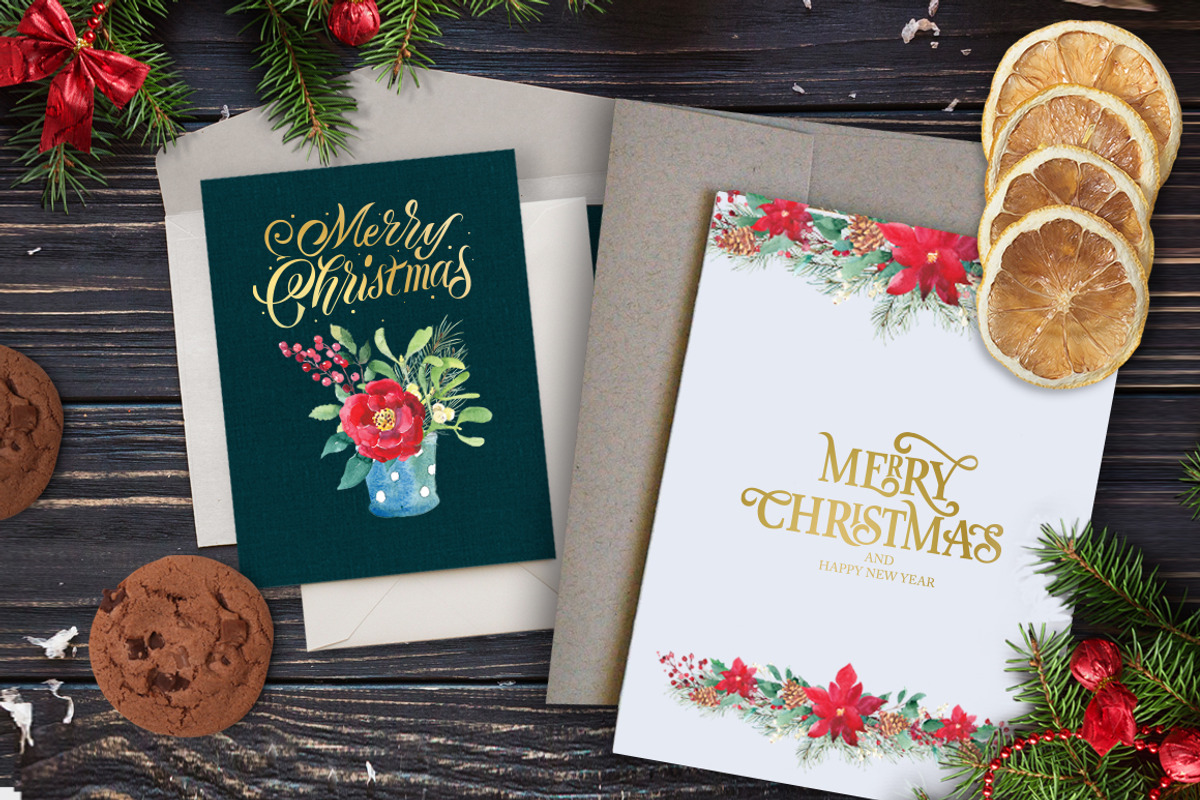 Merry Christmas watercolor set, a Poster Template by Anna's Lettering (Photo 16 of 18)