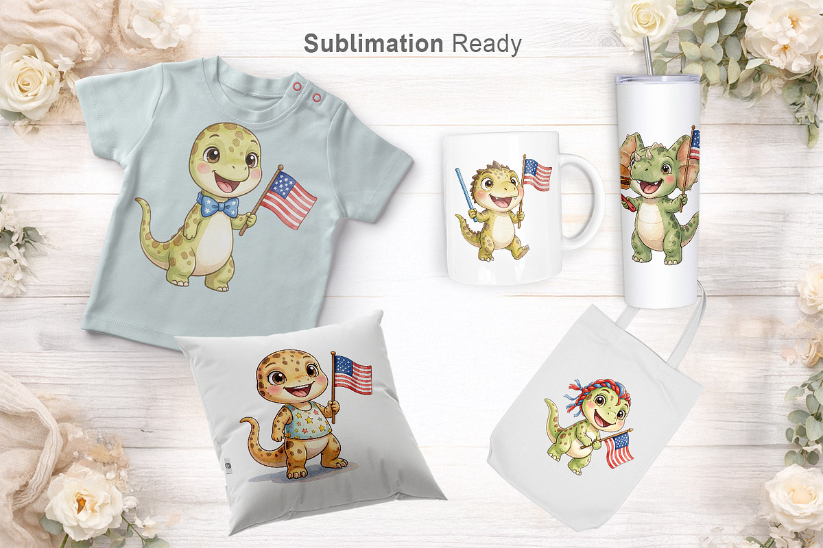 Patriotic Dino Sublimation, an Illustration by Artnoy (Photo 5 of 8)