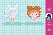 Valentine day kawaii cliparts, an Illustration by Cute Little Workshop (Thumbnail 2 of 6)