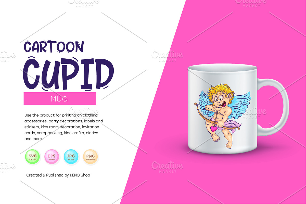 Cute cartoon cupid., an Animal Illustration by KENO Mascots (Photo 4 of 9)