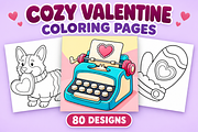 Cozy Valentine Coloring Pages Vol. 1, a Seasonal Illustration by Inkivelle Studio (Thumbnail 1 of 3)