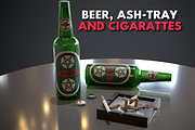Beer, Cigarattes and Ashtray - PBR, a Food & Drink 3D Model by TFE Game Art (Thumbnail 1 of 10)