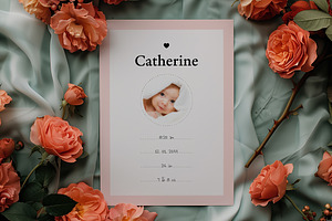 Soft frame Photo Birth Card, a Card Template by Filip Studio