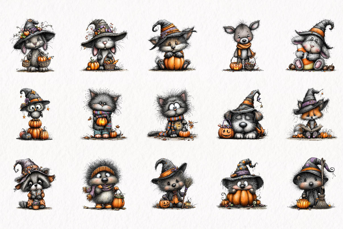 Cute Halloween Animal PNG Bundle, a Seasonal Illustration by fashionaddict (Photo 3 of 7)