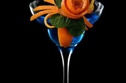 Art in orange- cocktail Blue lagoon