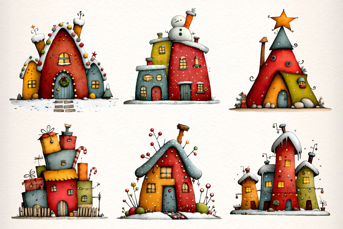 Whimsical Christmas House Clipart, an Illustration by Dream Creation (Photo 3 of 7)
