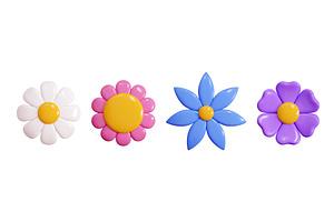 Cute Plastic 3d Flowers Top View