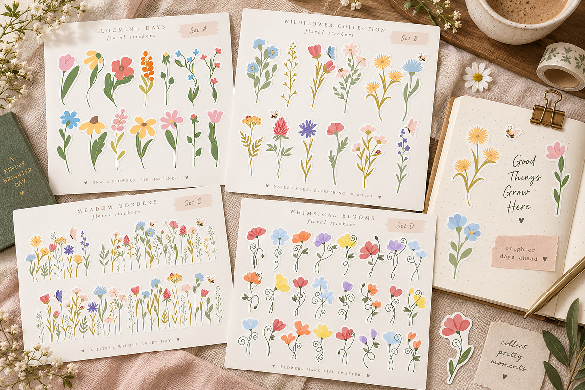 90 Whimsical Flowers Clipart, a Decorative Illustration by Anna Studio (Photo 4 of 12)