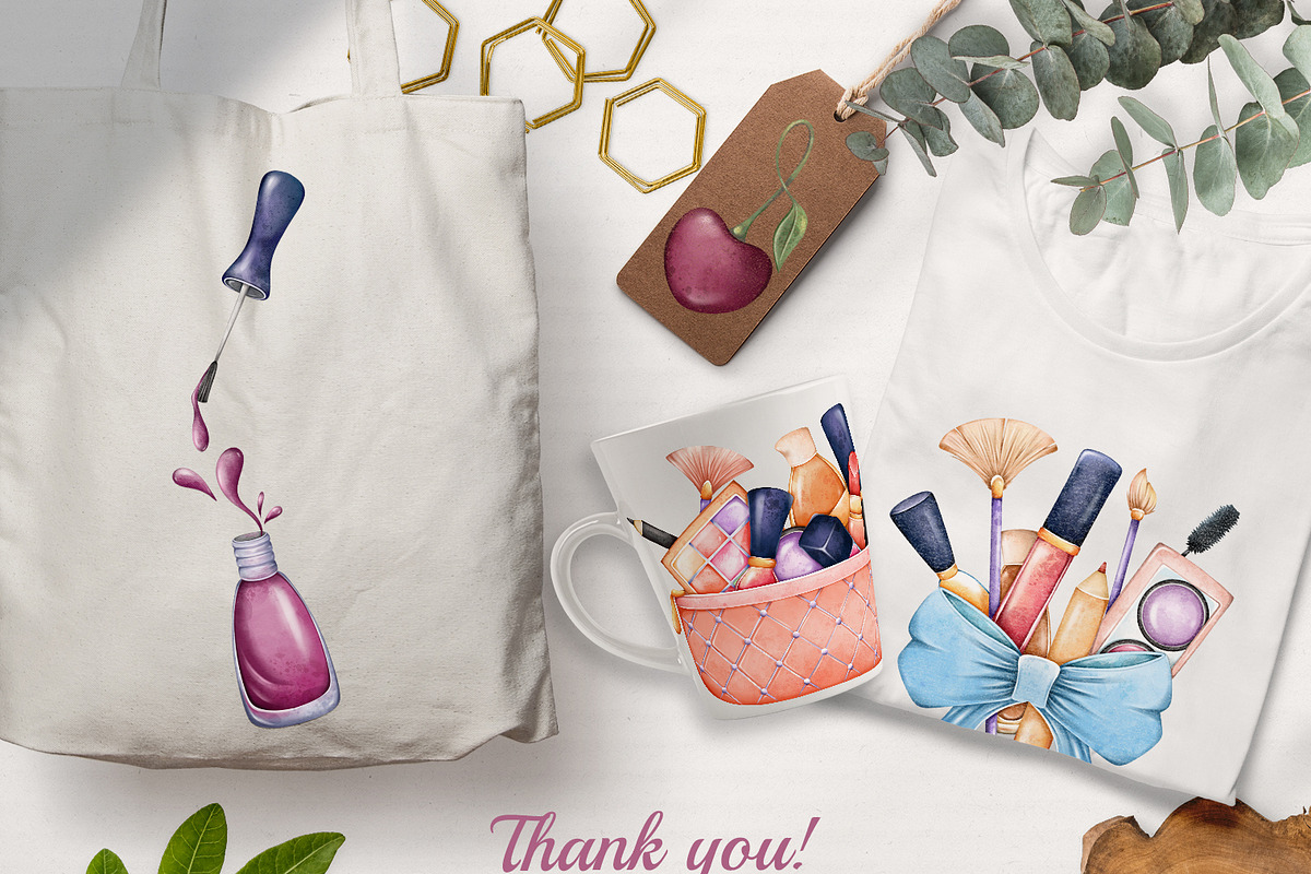 Watercolor Makeup Clipart PNG, an Object Illustration by Mespilia (Photo 5 of 5)
