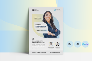 Conference Flyer, Canva, Ai, Ps, a Flyer Template by Template Zone