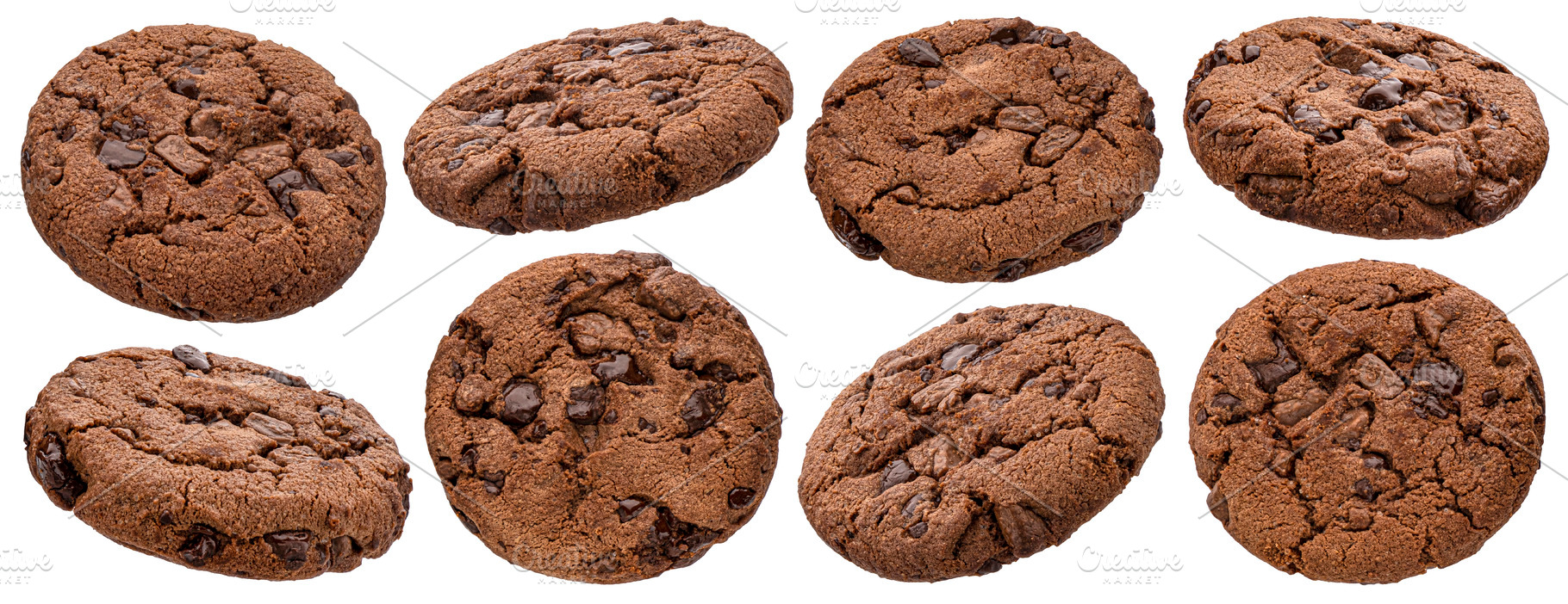 Chocolate cookies isolated on white, a Food & Drink Photo by Max Lashcheuski
