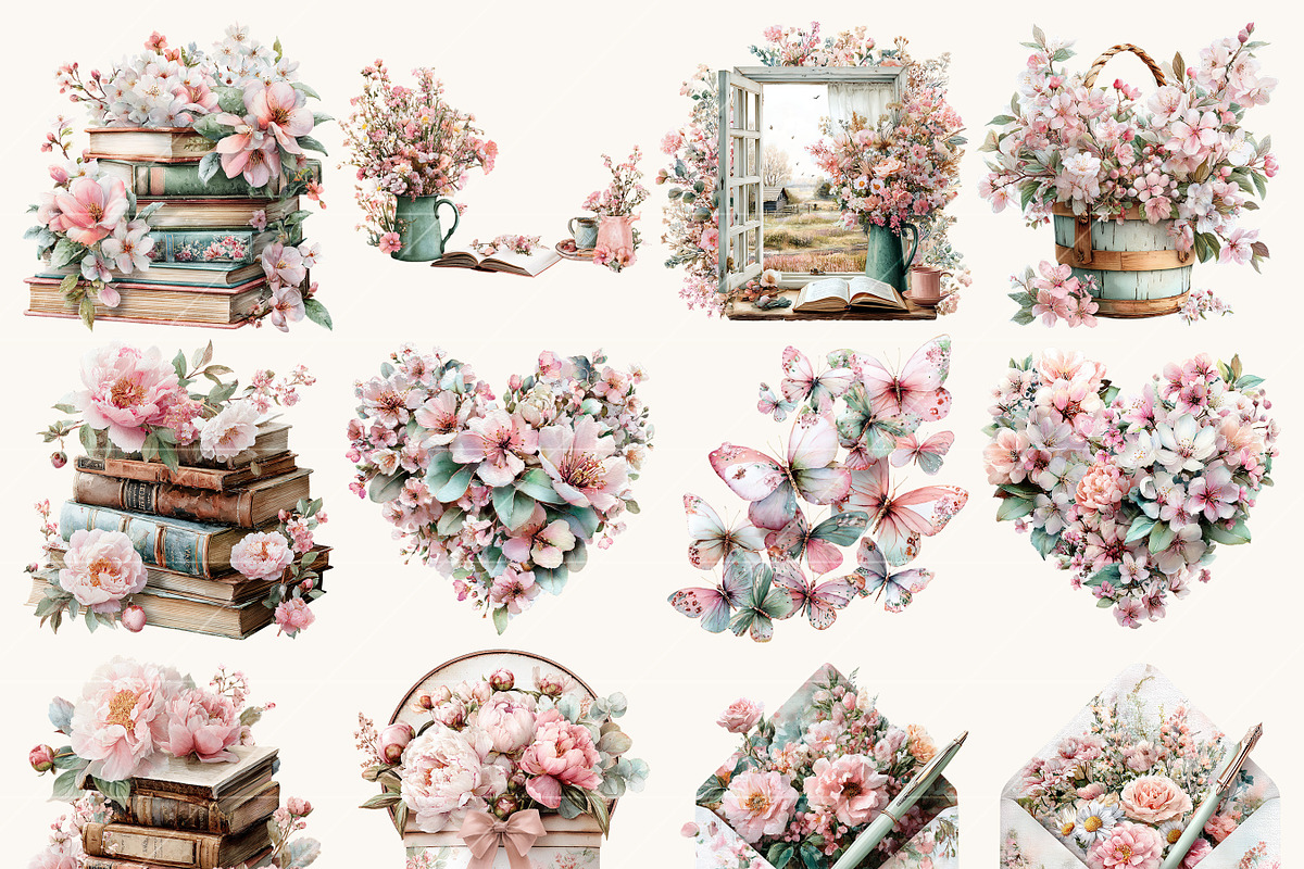 Floral Lifestyle Clipart Bundle, an Object Illustration by BusyDaydesign (Photo 3 of 9)