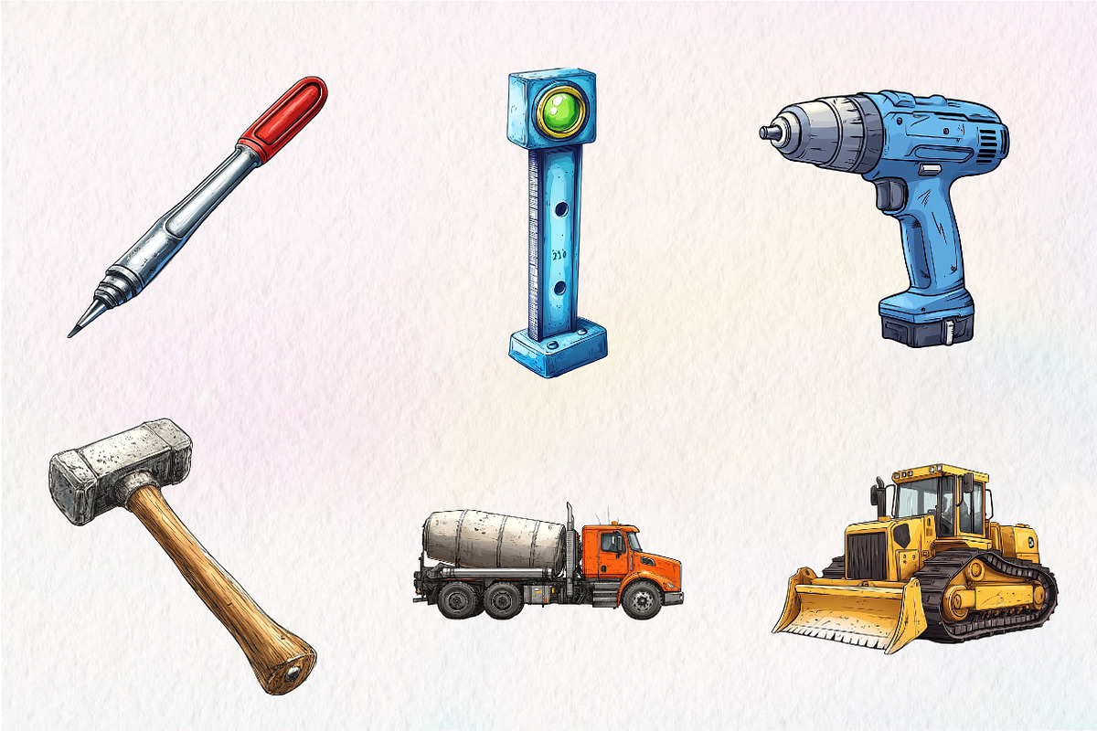 Watercolor Construction Clipart Bund, an Illustration by CreationArt (Photo 3 of 5)