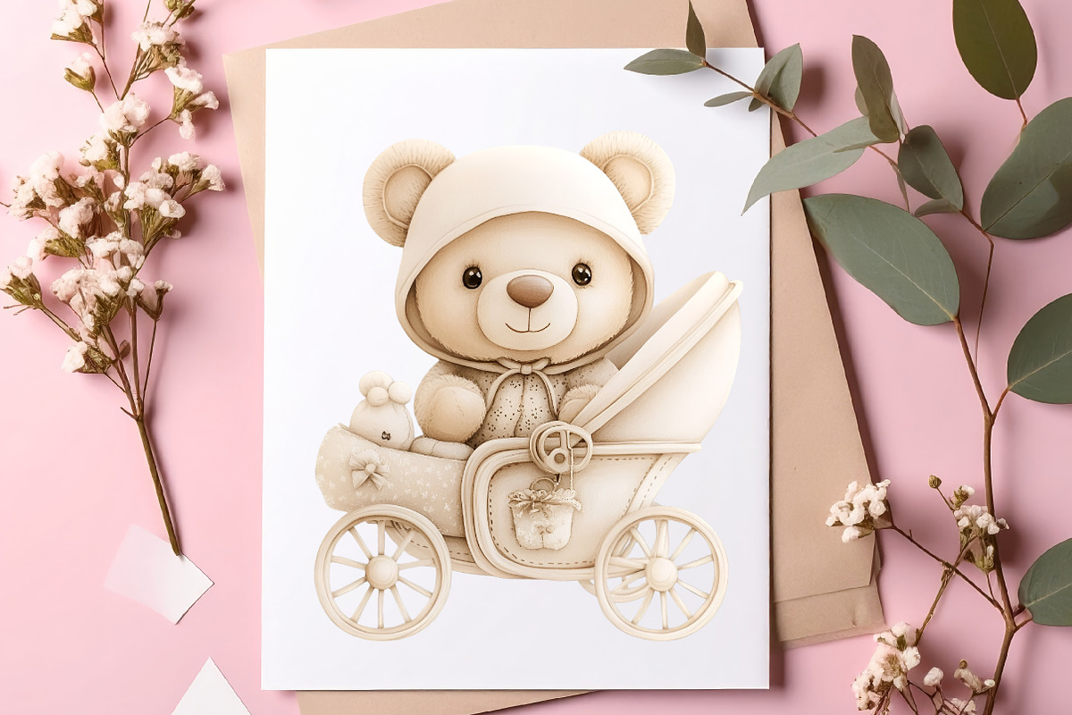 Watercolor Teddy Bear Clipart, an Illustration by SinaCreation (Photo 6 of 11)