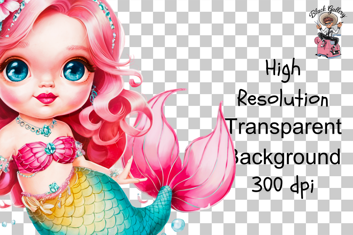Cute Baby Mermaid PNG Bundle, a Graphic by Clipart Bloom (Photo 11 of 11)