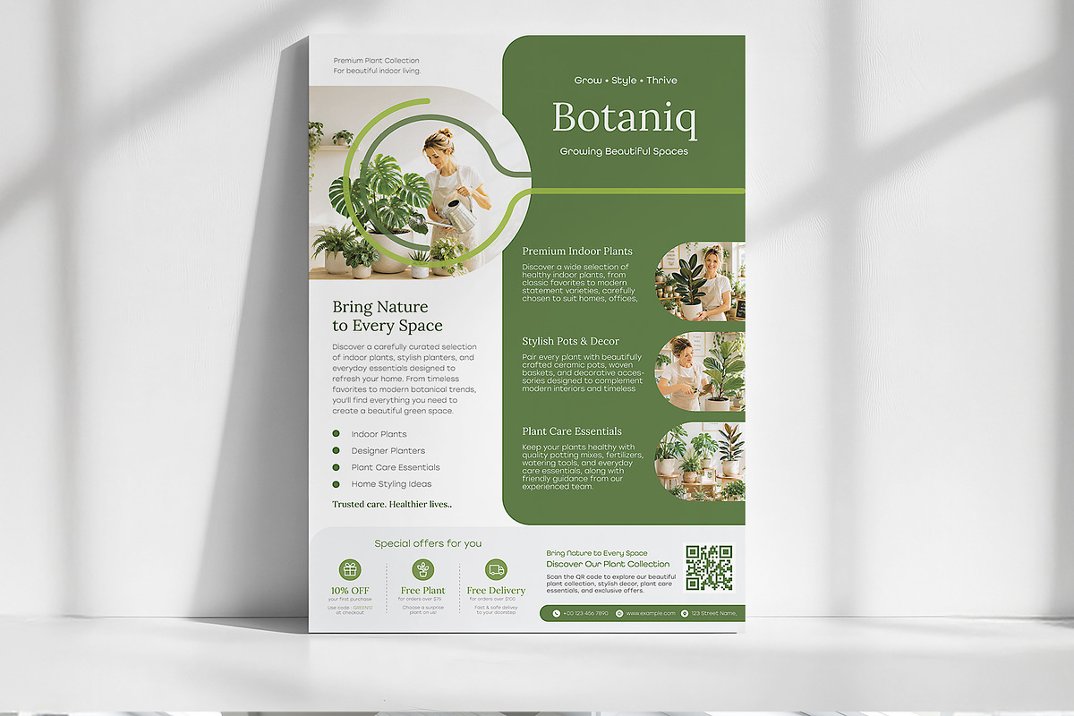 Modern Plant Shop Poster Template, a Poster Template by WheelieMonkey (Photo 1 of 3)