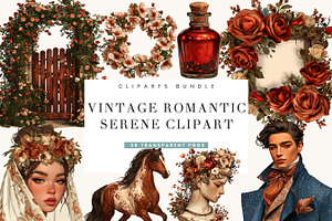 Vintage Romantic Serene Clipart, a Person Illustration by BusyDaydesign