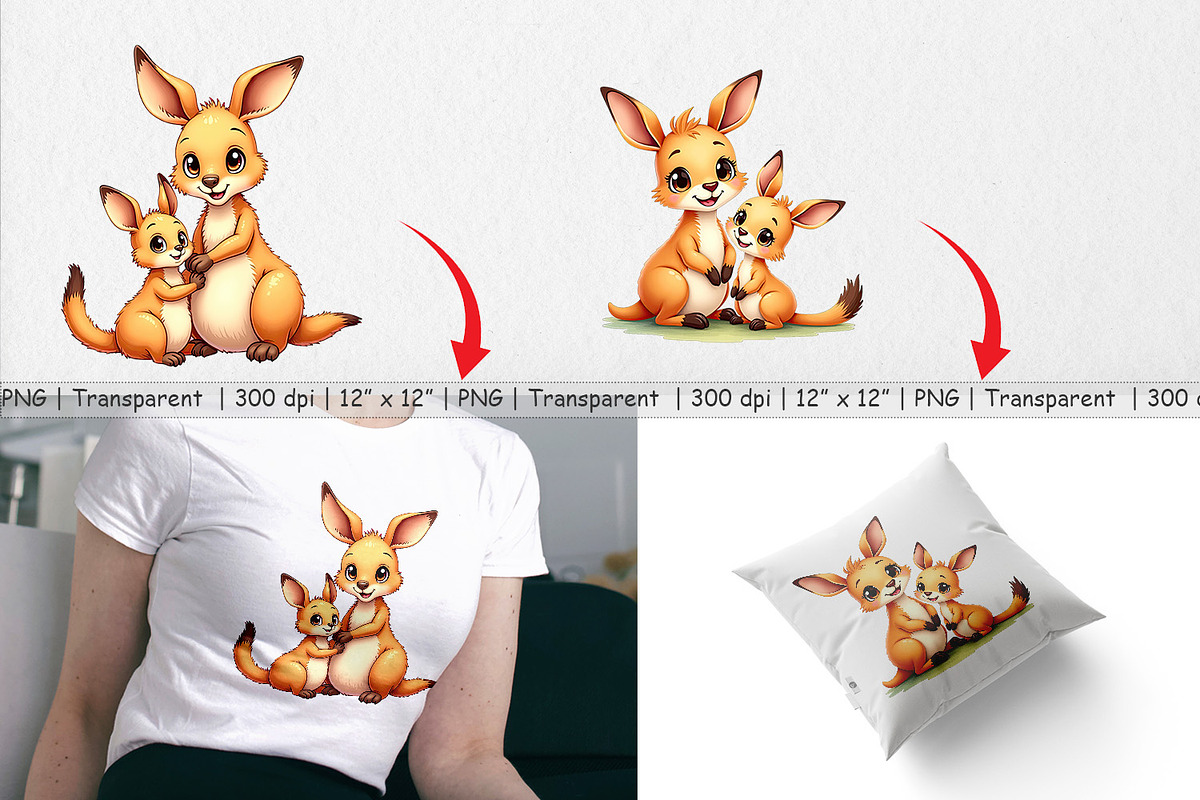Kangaroo Mother's Day Clipart, a Graphic by Artnoy (Photo 3 of 5)