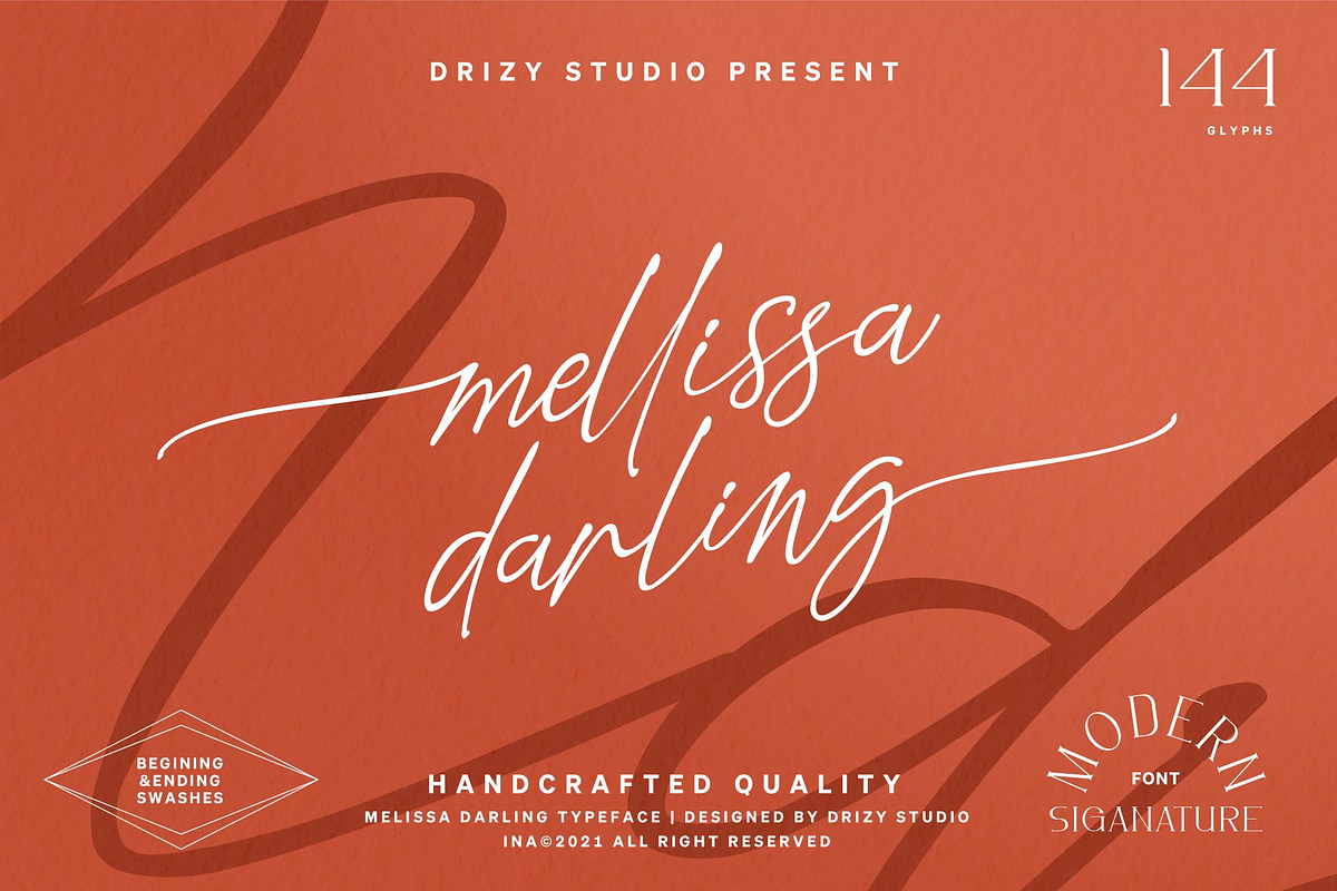 Mellissa Darling, a Script Font by Drizy (Photo 10 of 11)