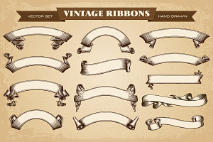 Vintage Ribbons Banners Vector Set