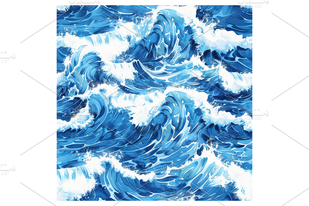 Watercolor Waves Digital Paper, a Pattern Graphic by Chromolume Studio (Photo 6 of 28)
