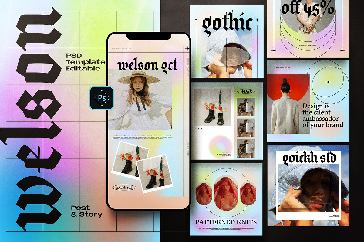 Welson - Gradient Brand Social Media, a Social Media Template by Dirtytemp Studio (Photo 1 of 5)