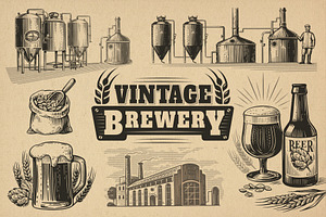 Vintage brewery. Alcohol production.