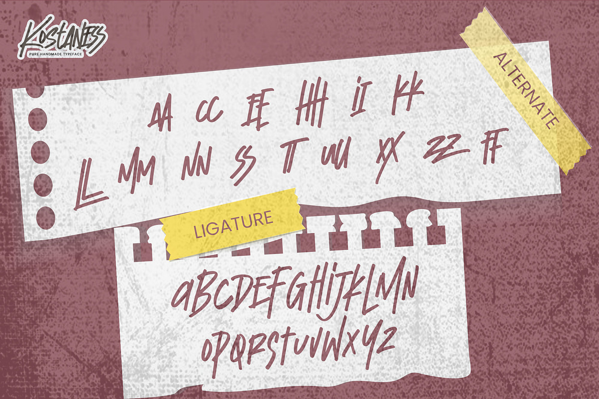 Kostaness - Pure Handmade Typeface, a Font by Gassstype (Photo 7 of 8)