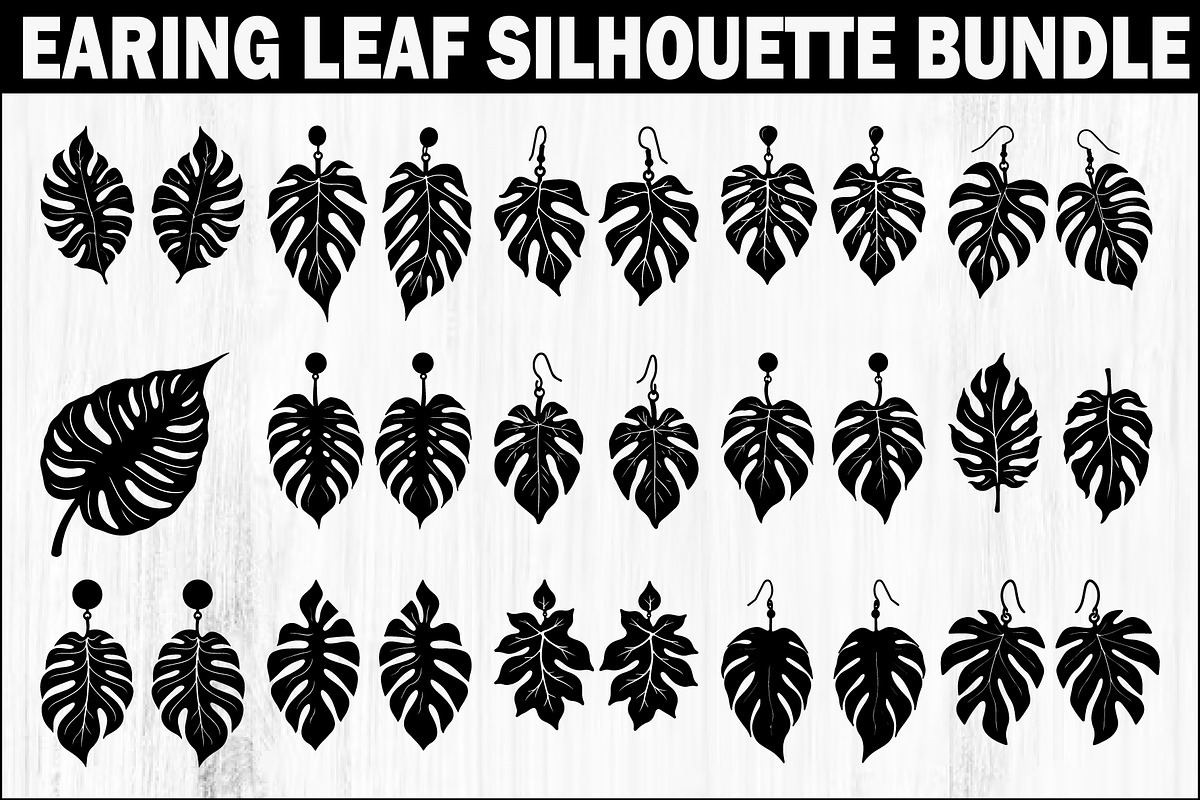 Leaf Earring Silhouette Bundle, an Object Graphic by abu67222 (Photo 1 of 16)