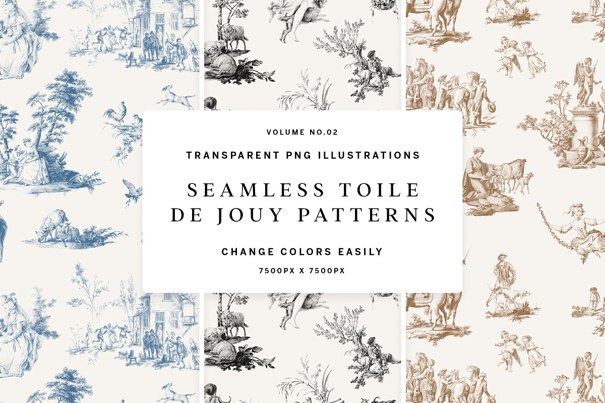 Chinoiserie Toile Seamless Patterns, a Pattern Graphic by Century Library (Photo 1 of 8)