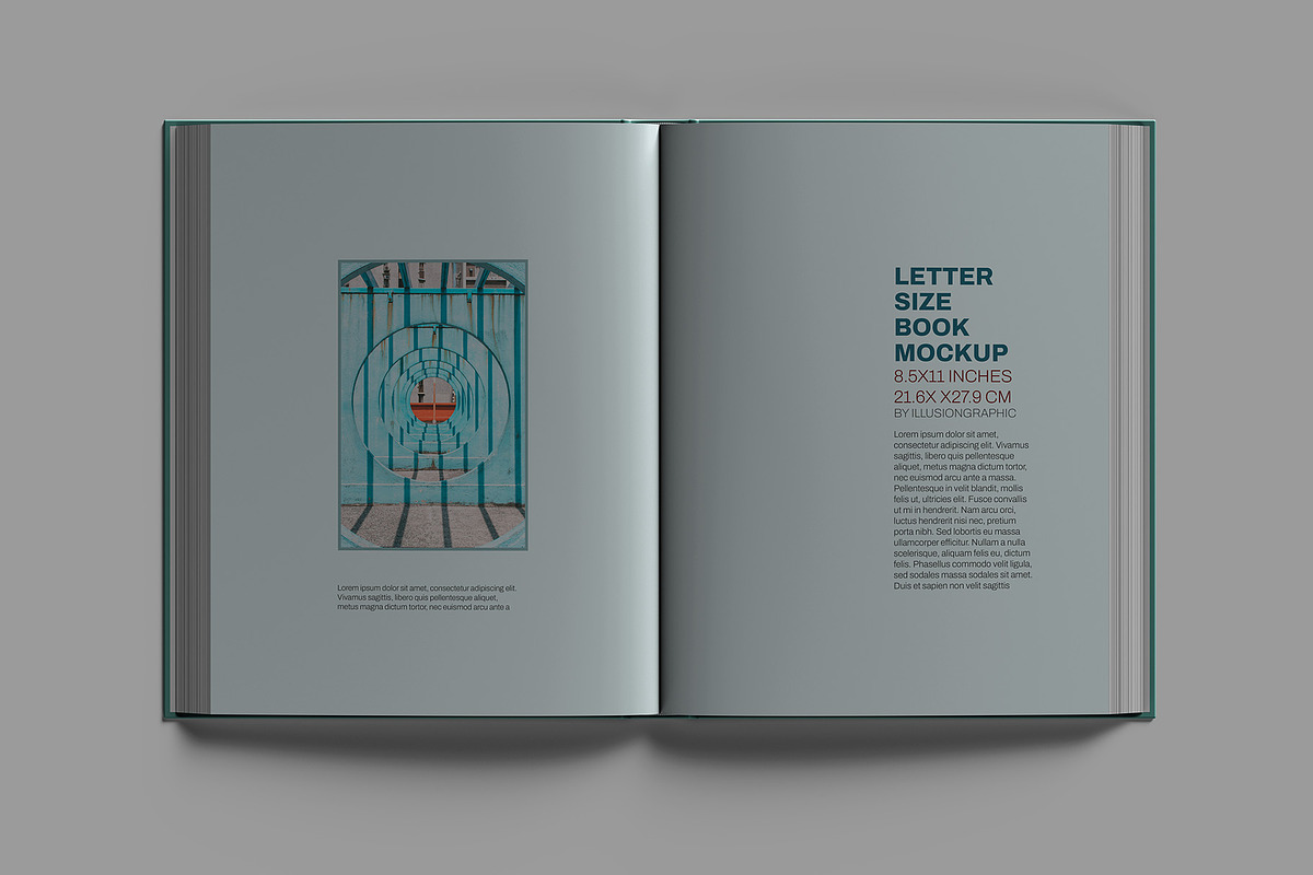 Letter Size Book Mockup - 8 views, a Books & Magazine Mockup by Illusiongraphic (Photo 7 of 24)