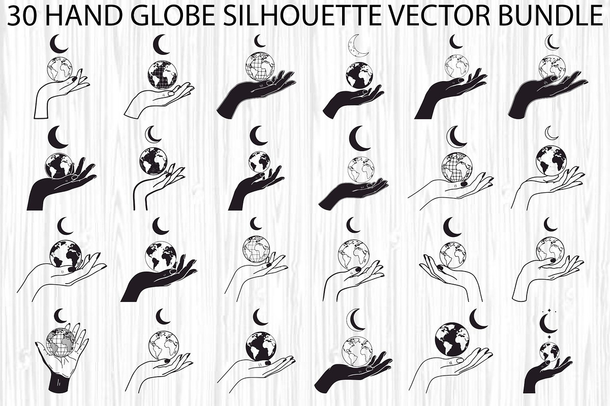 Hand Globe Silhouette Bundle, an Illustration by Designs_River (Photo 1 of 31)