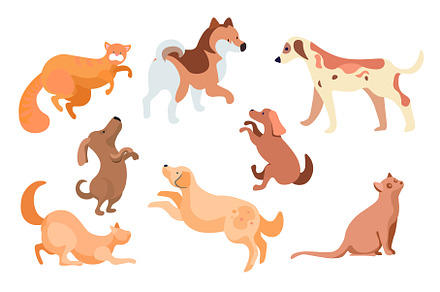 Dogs and Cats Pets Set, Kitten and, an Animal Illustration by TopVector