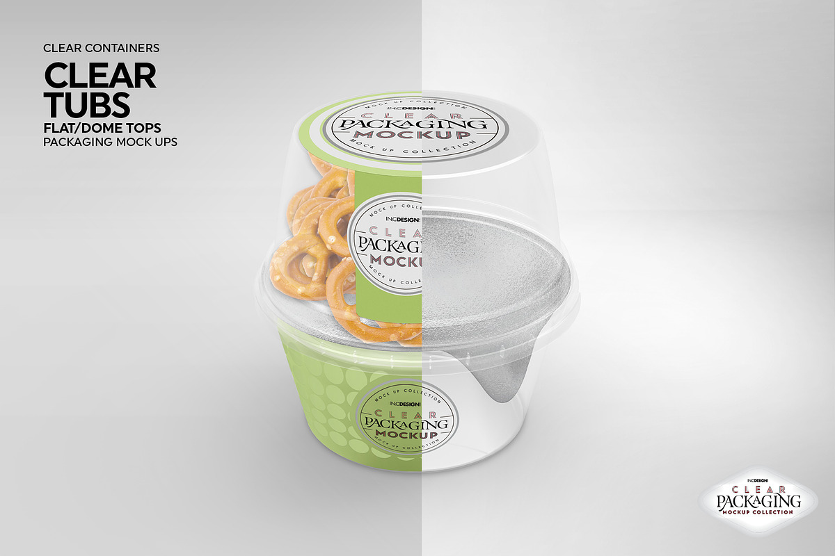 Clear Tubs Flat or Dome Lid Mockup, a Packaging Mockup by INCDesign (Photo 8 of 10)