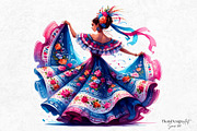 Mexican ballerinas Clipart Set, a Person Illustration by ThatsDesignArt (Thumbnail 5 of 10)