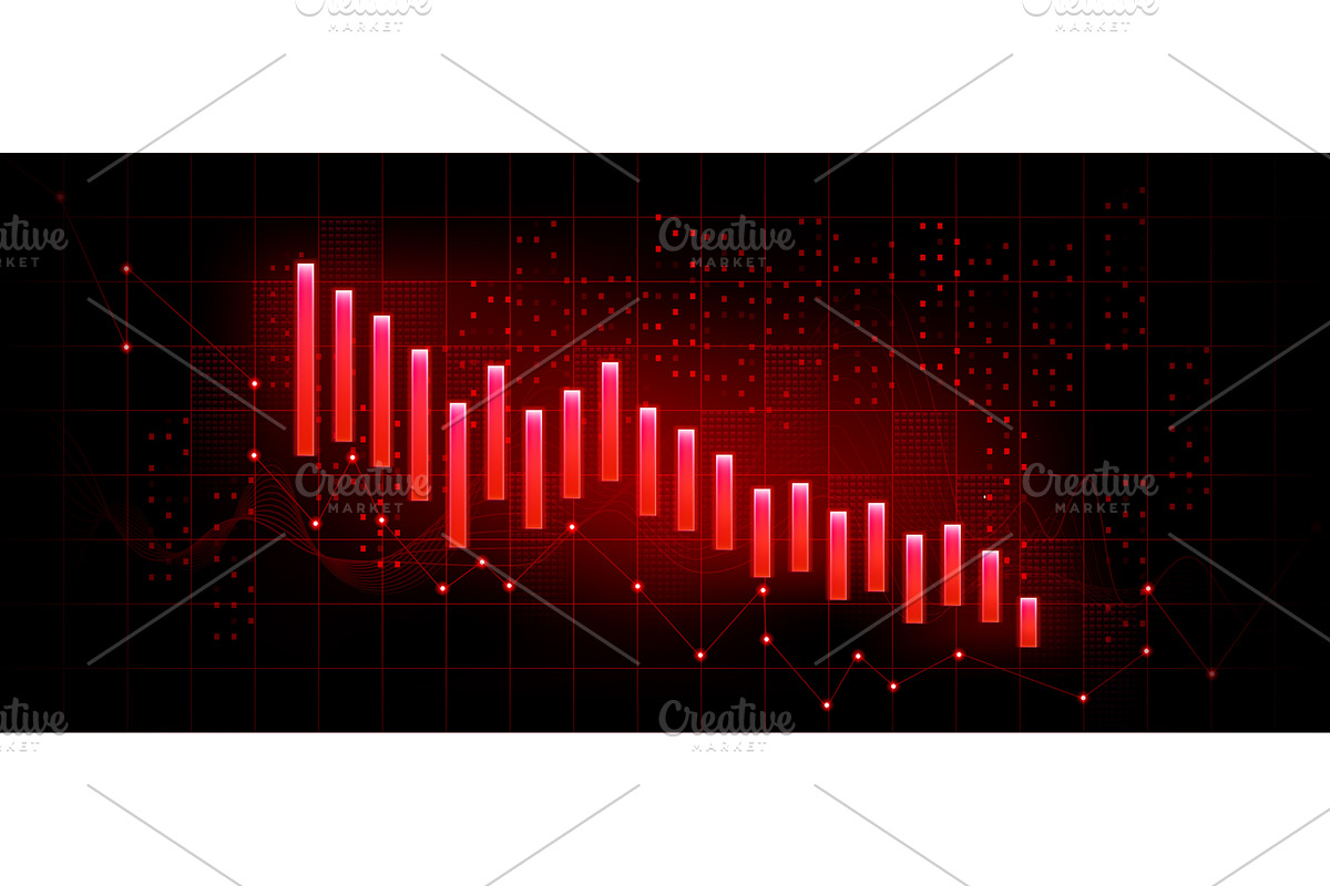 Falling forex chart trend on red, a Finance Illustration by art PVP - market
