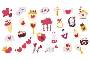 Valentines Day elements, an Illustration by alexdndz