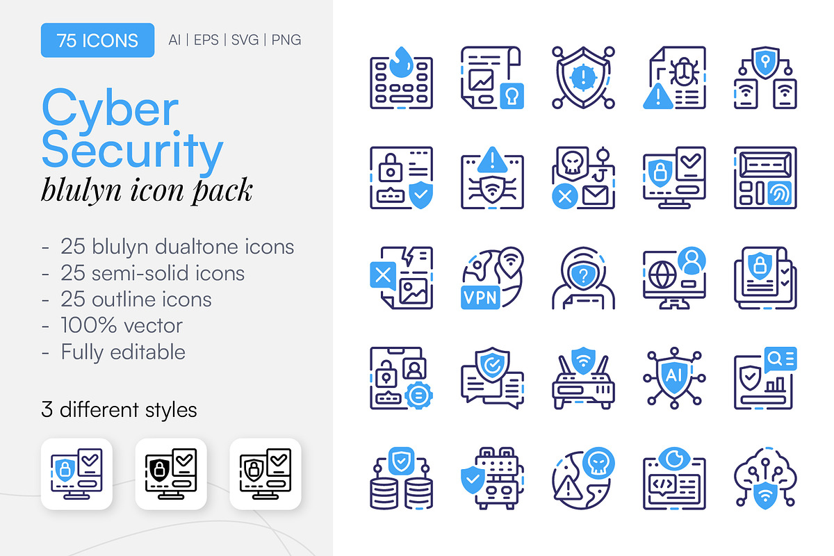 75 Cyber Security Icon Pack, a Duotone Icon by Bilicube Studio (Photo 1 of 2)