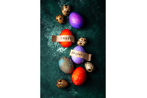 Easter eggs painted in purple and, a Holiday Photo by Yulia Furman